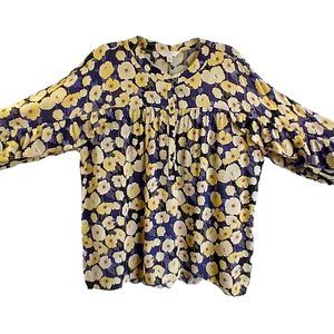 LC Lauren Conrad Floral Ruffled Sleeve Blouse